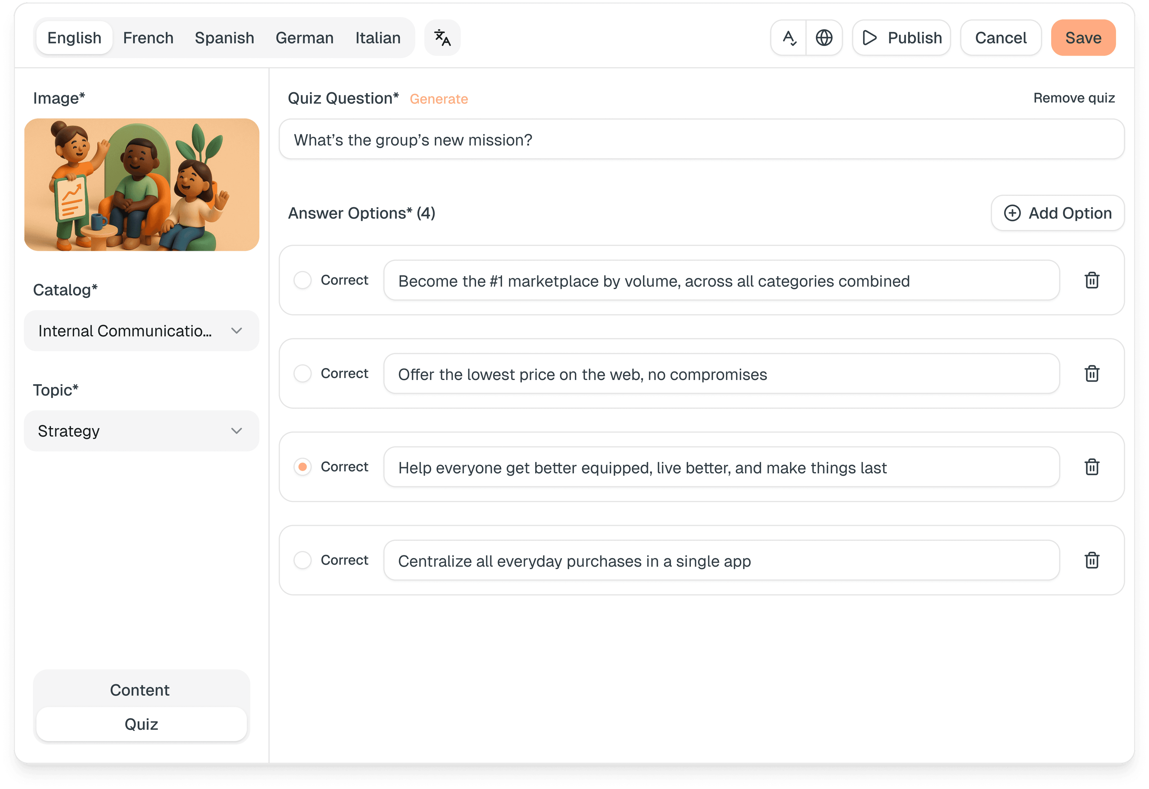 AI-powered content creation interface