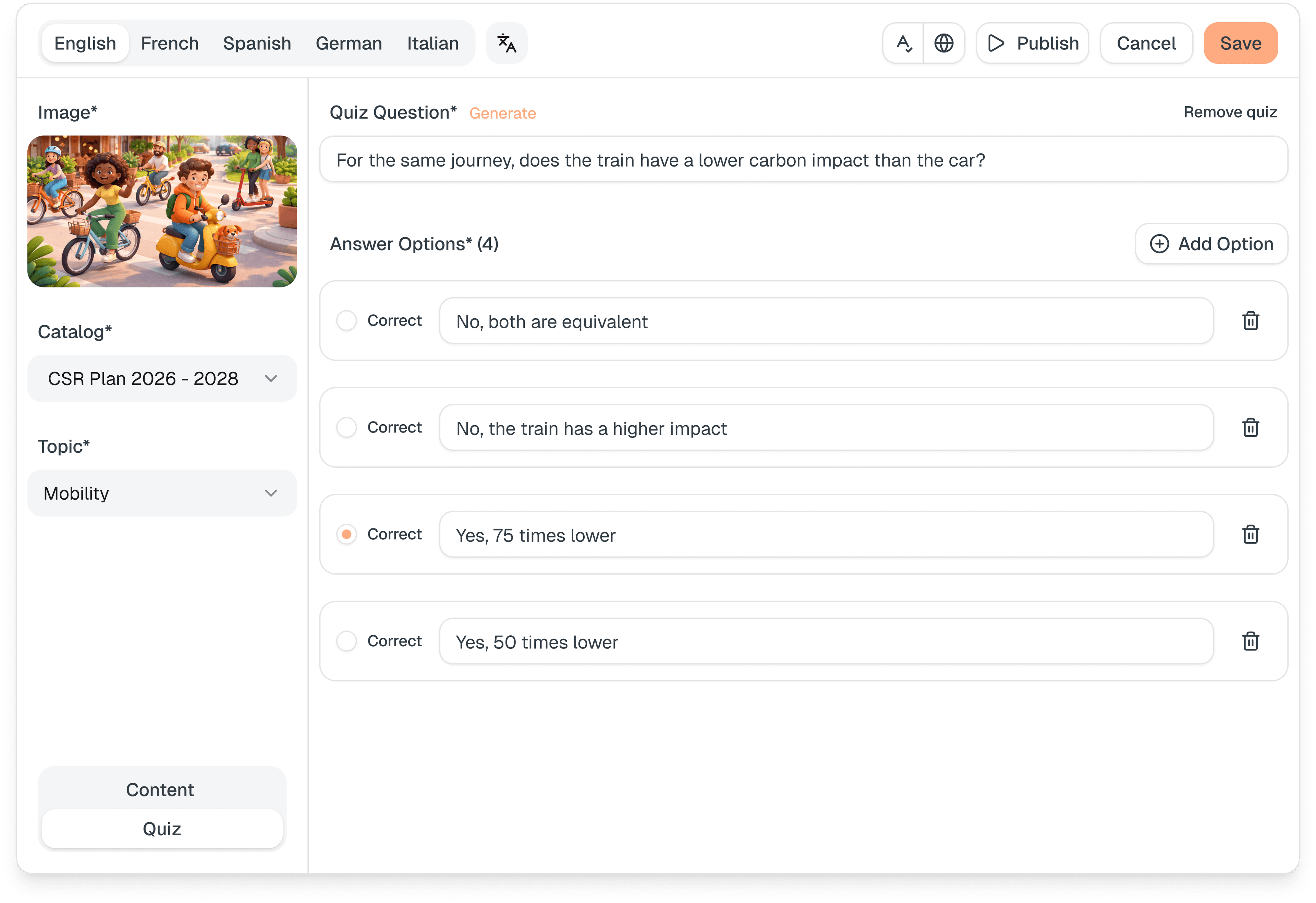 CSR content creation interface